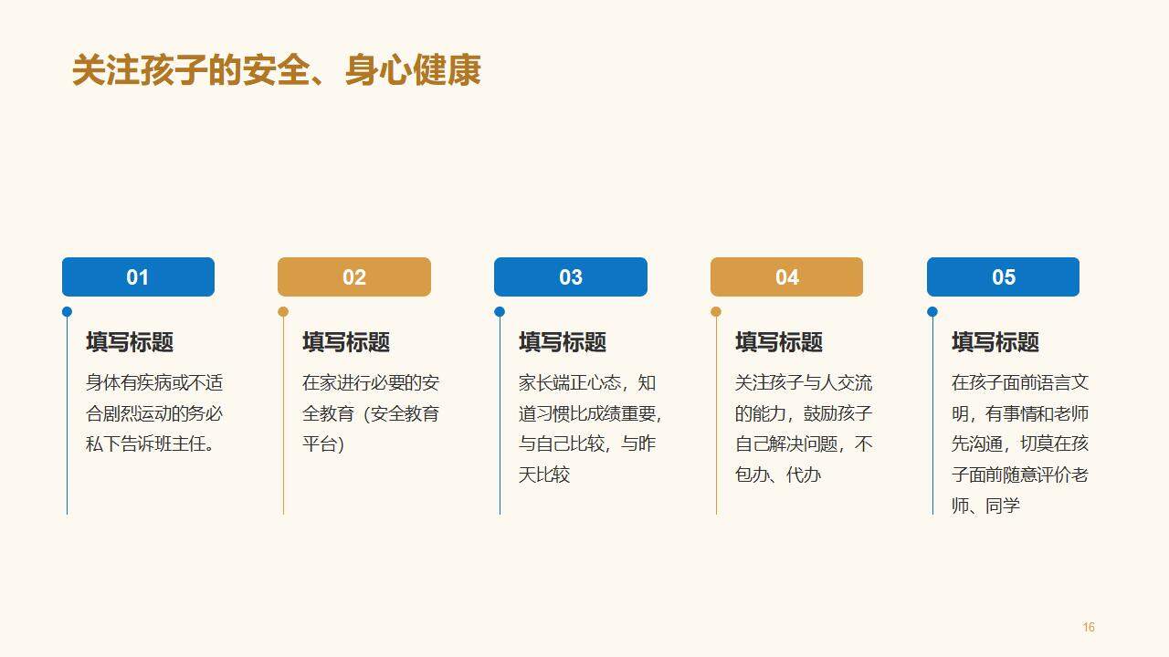 卡通清新插畫風小學生家長會主題班會PPT模板