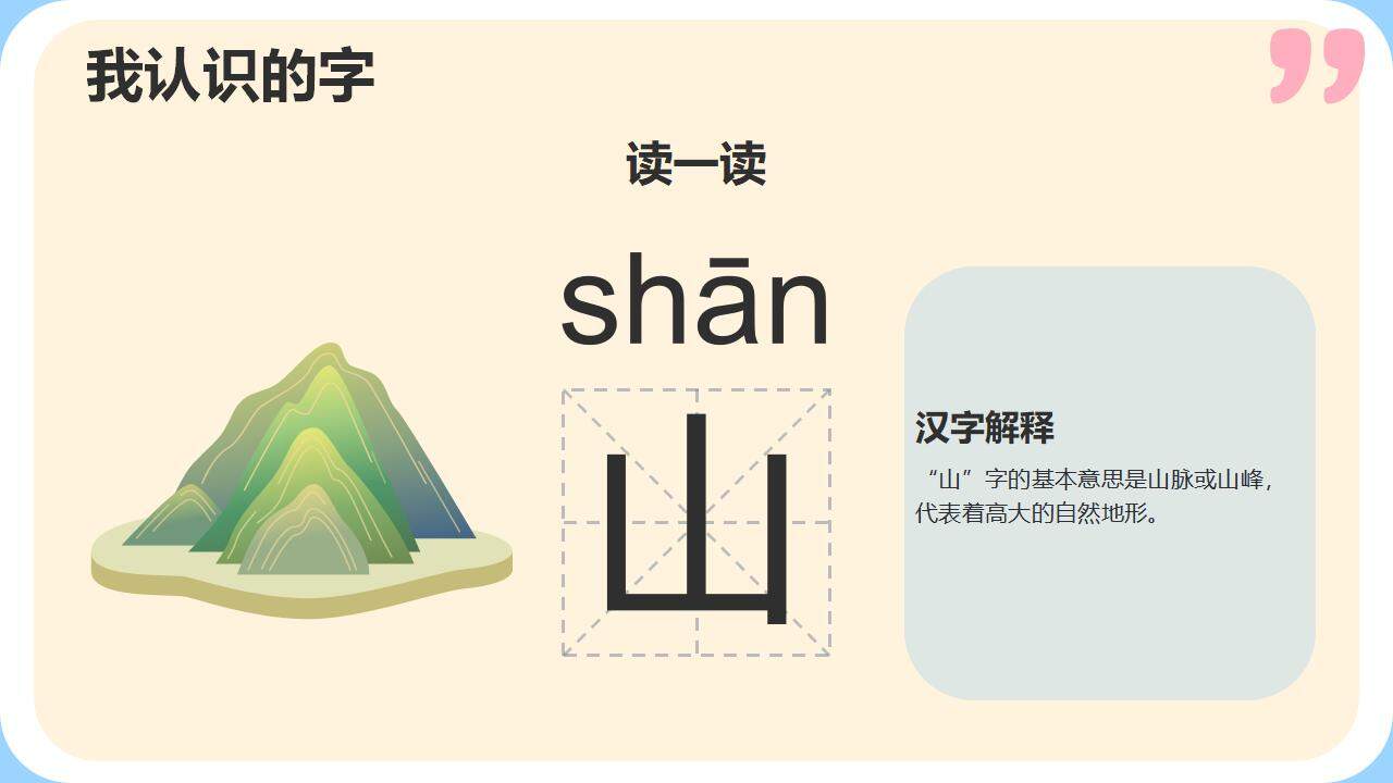 卡通可爱认识汉字小学语文课件通用PPT模板