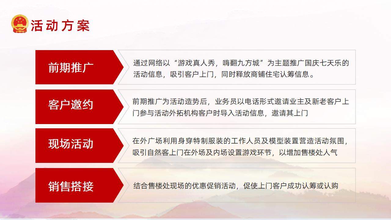 党政风红色国庆节活动策划方案PPT模板