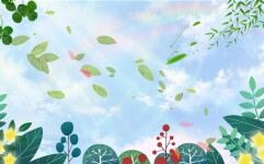 藍天白云綠色植物春天主題PPT背景圖片的封面圖片