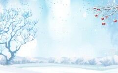 蓝色插画风冬日雪景PPT背景图片的封面图片