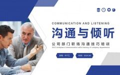 藍色商務溝通與傾聽企業培訓PPT模板