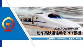 藍色大氣動車高鐵物流運輸介紹宣傳動態PPT模板