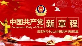 落實學習十九大中國共產(chǎn)黨新章程黨章建設PPT模板